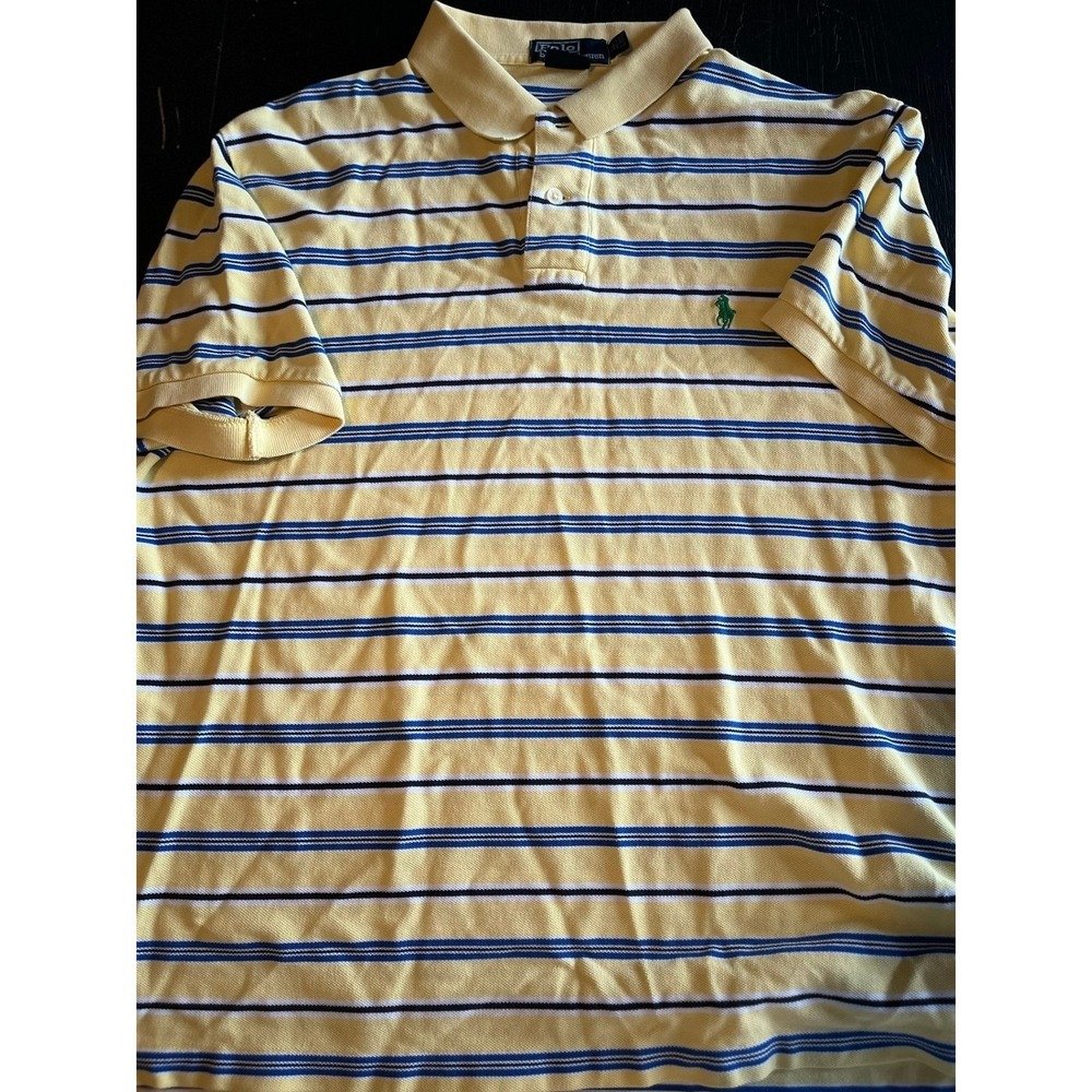 Polo Ralph Lauren XL Custom Fit Yellow Striped Polo Shirt‎
